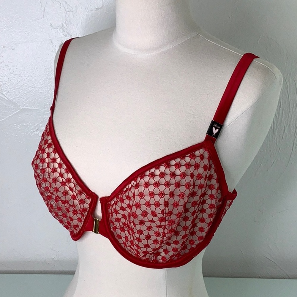 Victoria’s Secret unlined Demi wired sheer front closure bra size 36DD 36E NWT